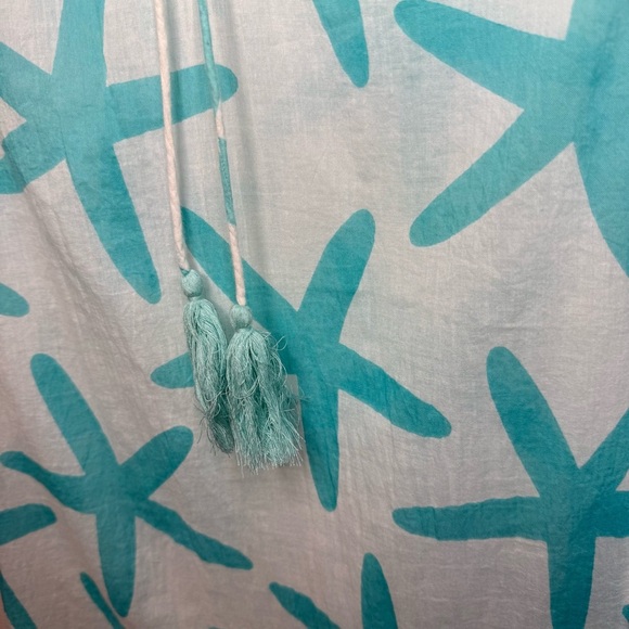 Debbie Katz South Beach Turquoise Starfish Swim Coverup 100% Cotton Size Medium - Picture 4 of 6